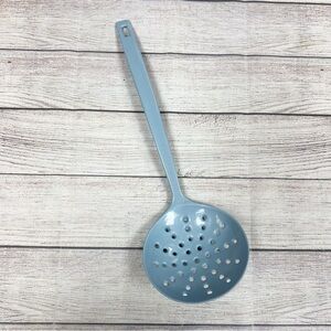 Vintage Blue Melamine Strainer Ladle Skimmer Slotted Spoon Kitchen Utensil